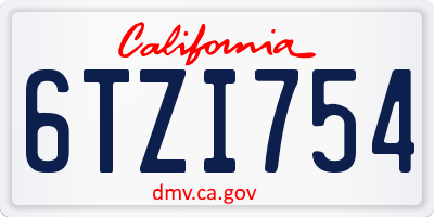CA license plate 6TZI754
