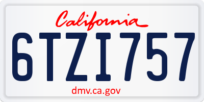 CA license plate 6TZI757