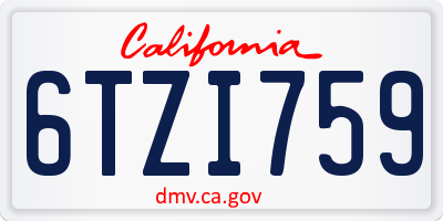 CA license plate 6TZI759