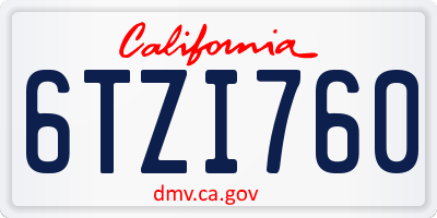 CA license plate 6TZI760