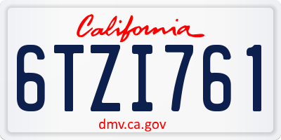 CA license plate 6TZI761