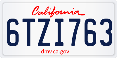 CA license plate 6TZI763