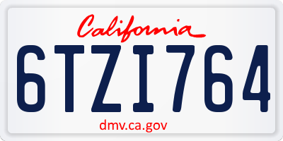 CA license plate 6TZI764
