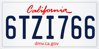 CA license plate 6TZI766
