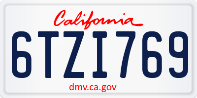 CA license plate 6TZI769