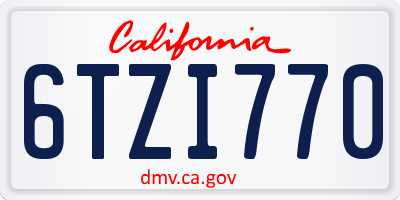 CA license plate 6TZI770
