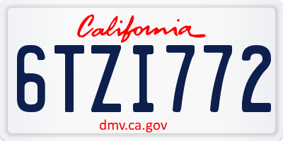 CA license plate 6TZI772