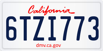 CA license plate 6TZI773