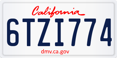 CA license plate 6TZI774