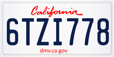 CA license plate 6TZI778