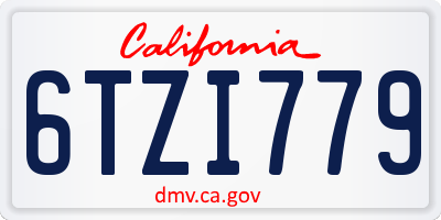 CA license plate 6TZI779