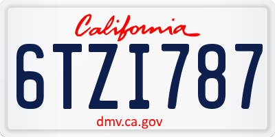 CA license plate 6TZI787