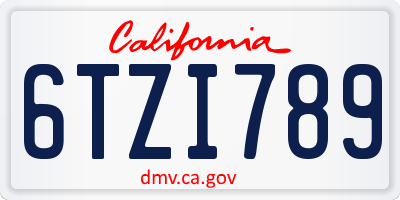 CA license plate 6TZI789