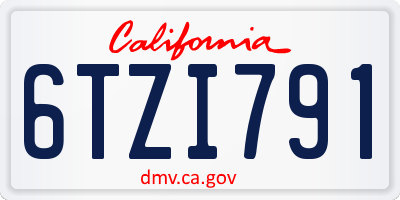 CA license plate 6TZI791