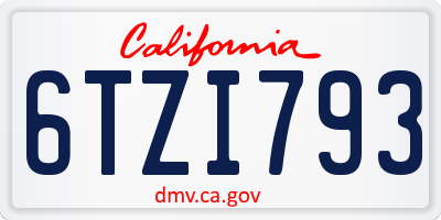 CA license plate 6TZI793