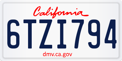 CA license plate 6TZI794