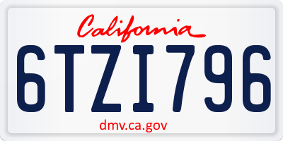 CA license plate 6TZI796