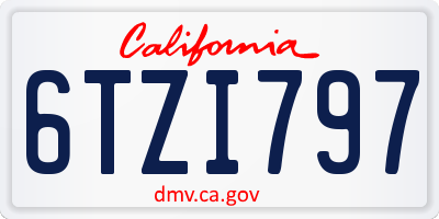 CA license plate 6TZI797