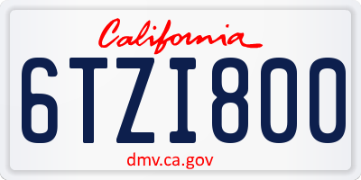 CA license plate 6TZI800