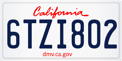 CA license plate 6TZI802