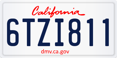 CA license plate 6TZI811