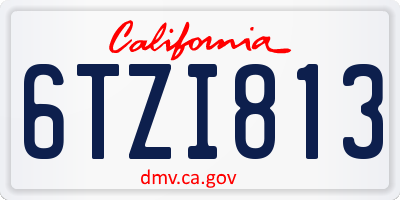 CA license plate 6TZI813