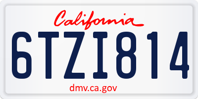 CA license plate 6TZI814