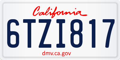 CA license plate 6TZI817