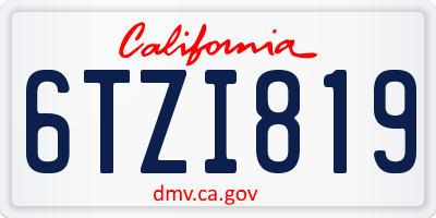 CA license plate 6TZI819