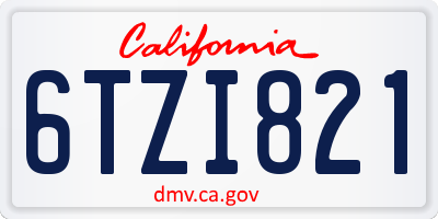 CA license plate 6TZI821