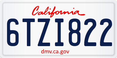CA license plate 6TZI822