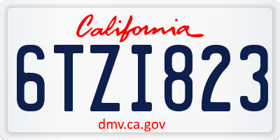 CA license plate 6TZI823