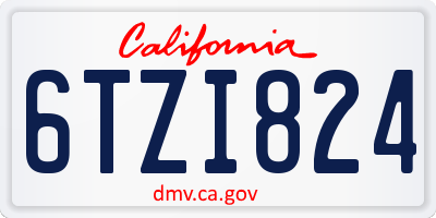 CA license plate 6TZI824