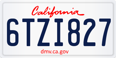 CA license plate 6TZI827