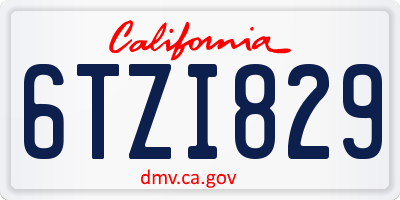 CA license plate 6TZI829