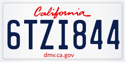 CA license plate 6TZI844