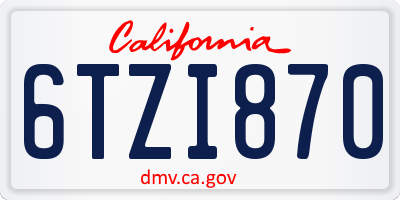 CA license plate 6TZI870