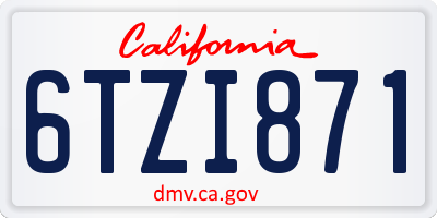 CA license plate 6TZI871