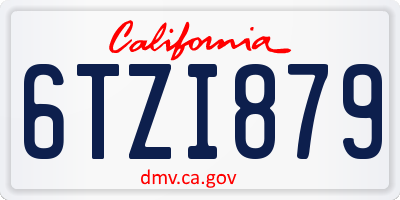 CA license plate 6TZI879