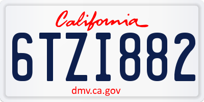 CA license plate 6TZI882