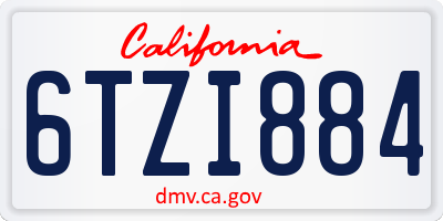 CA license plate 6TZI884