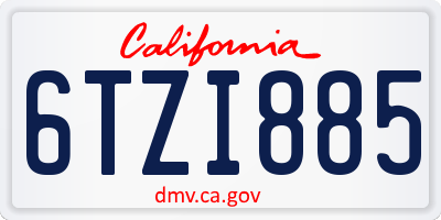 CA license plate 6TZI885