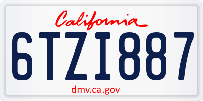 CA license plate 6TZI887