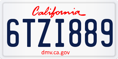 CA license plate 6TZI889