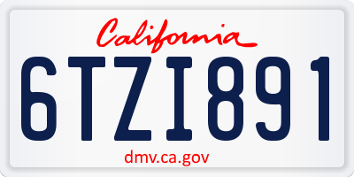CA license plate 6TZI891