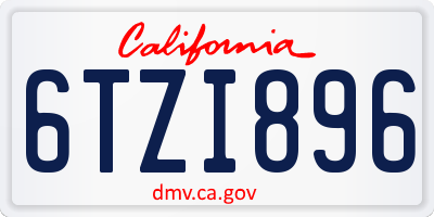CA license plate 6TZI896