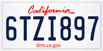 CA license plate 6TZI897