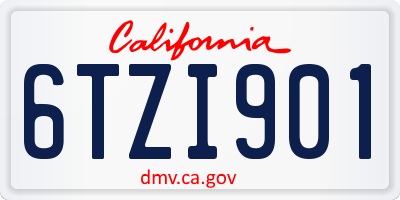 CA license plate 6TZI901