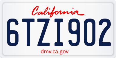 CA license plate 6TZI902