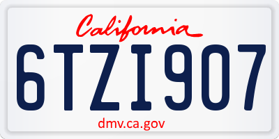 CA license plate 6TZI907
